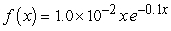 The pdf describing the chance that a given insect will die at a particular age, x days, is   . What is the chance the insect will live less than 10 days? A)  0.264 B)  0.595 C)  0.736 D)  0.634