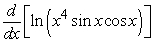 Evaluate the derivative using properties of logarithms where needed.   A)    B)    C)    D)   
