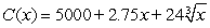 A certain producer determines that his cost function is   . Determine the average cost of producing 1300 units. Round answer to the nearest penny. A)  $3.91 B)  $4.69 C)  $5.63 D)  $6.80