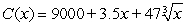 A certain producer determines that his cost function is   . Determine the marginal cost of producing 1500 units. Round answer to the nearest penny. A)  $3.62 B)  $1.61 C)  $2.45 D)  $1.73