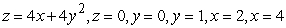 Find the volume of the solid bounded by the given surfaces.   A)    B)    C)  40 D)  52