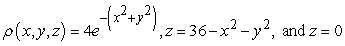 Find the mass of the solid with density   and the given shape.   , A)    B)    C)    D)   