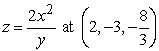 Find an equation for the tangent plane at the given point.   A)    B)    C)    D)   