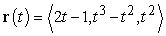 Use graphing technology to sketch the curve traced out by the given vector-valued function.   Use the viewpoint   and   (see figure below) .   A)    B)    C)    D)   