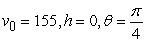 A projectile is fired with initial speed   feet per second from a height of h feet at an angle of   above the horizontal. Assuming that the only force acting on the object is gravity, find the maximum altitude. Round to the nearest tenth of a foot.   A)  187.7 ft B)  530.9 ft C)  155.0 ft D)  750.8 ft