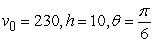 A projectile is fired with initial speed   feet per second from a height of h feet at an angle of   above the horizontal. Assuming that the only force acting on the object is gravity, find the horizontal range. Round to the nearest tenth of a foot.   A)  216.6 ft B)  836.6 ft C)  231.4 ft D)  1448.8 ft
