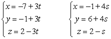 Determine if the lines are parallel, skew or intersect.   A)  parallel B)  skew C)  intersect