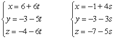 Find the angle between the lines. Round to the nearest hundredth of a radian.   A)  1.71 B)  0.14 C)  3.01 D)  0.78