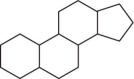 The family of compounds known as steroids share a common molecular framework of 17 carbon atoms that are arranged into four rings.Which is a representation of this common molecular framework? A)    B)    C)    D)   