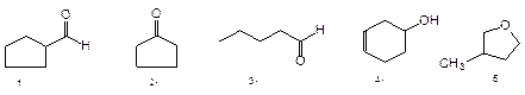 Identify groups of structural isomers among the compounds below:   A) 3 and 5 AND 1 and 4 B) 2 and 3 C) 1,3 and 5 D) 1 and 4