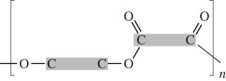 Dacron is classified as a polyester.Which linkage is correct? (The gray areas represent the monomer backbones. )  A)    B)    C)    D)   
