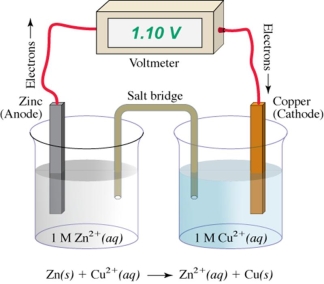What moves in the salt bridge from the cathode to the anode?   A) electrons B) Zn<sup>+2</sup> ions C) Cu<sup>+2</sup> ions D) anions