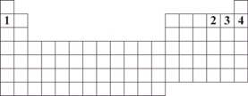 Numbers 1 through 4 are used to identify four different elements.Based on periodic table trends,which number identifies the element that is expected to have the greatest tendency to attract a shared pair of electrons?   A) 1 B) 2 C) 3 D) 4