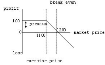 Which of the following statements best reflects the following profit profile of an option contract?   A)  The profile depicts the short call position of the option seller. B)  The profile depicts the long call position of the buyer of the option. C)  The profile depicts the short put position of the option seller. D)  The profile depicts the long put position of the buyer of the option. 