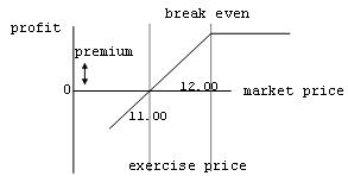 Which of the following statements best reflects the following profit profile of an option contract?   A)  The profile depicts the short call position of the option seller. B)  The profile depicts the long call position of the buyer of the option. C)  The profile depicts the short put position of the option seller. D)  The profile depicts the long put position of the buyer of the option. 