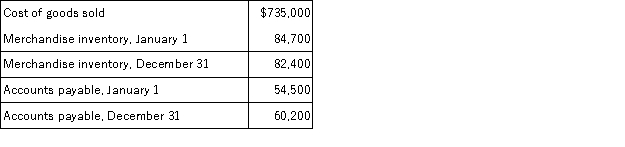 Use the following information about the current year's operations of a company to calculate the cash paid for merchandise.   A) $727,000. B) $726,300. C) $732,700. D) $737,300. E) $737,700.