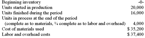 The WISCO Company uses a weighted-average process costing system.The following data are available:   Unit cost of labor and overhead is: A) $2.34. B) $2.20. C) $1.97. D) $1.87.
