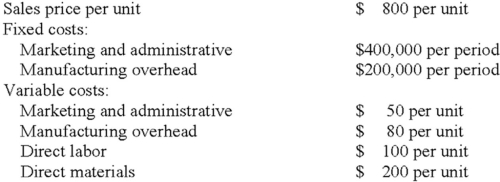 Laner Company has the following data for the production and sale of 2,000 units.   What is the full cost per unit of making and selling the product? A) $430 B) $480 C) $530 D) $730