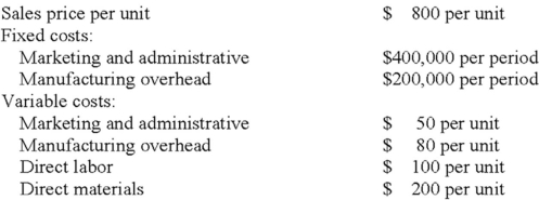 Laner Company has the following data for the production and sale of 2,000 units.   What is the conversion cost per unit? A) $100 B) $180 C) $280 D) $380
