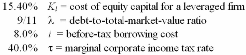 Solve for the weighted average cost of capital:   A) 7.00% B) 6.89% C) 6.73% D) 6.67% E) 6.57%