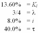 Solve for the weighted average cost of capital:   A) 7.00% B) 6.89% C) 6.73% D) 6.67% E) 6.57%