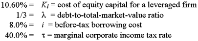 Solve for the weighted average cost of capital:   A) 8.67% B) 8.00% C) 7.60% D) 7.33% E) 7.14%