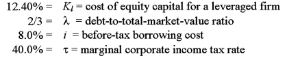 Solve for the weighted average cost of capital:   A) 8.67% B) 8.00% C) 7.60% D) 7.33% E) 7.14%