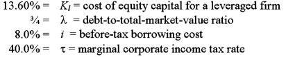 Solve for the weighted average cost of capital:   A) 7.00% B) 6.89% C) 6.73% D) 6.67% E) 6.57%