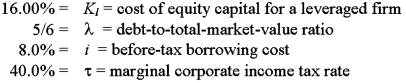 Solve for the weighted average cost of capital:   A) 7.00% B) 6.89% C) 6.73% D) 6.67% E) 6.57%