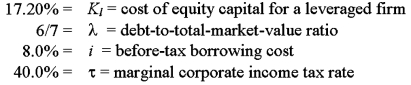 Solve for the weighted average cost of capital: A) 7.00% B) 6.89% C) 6.73% D) 6.67% E) 6.57%