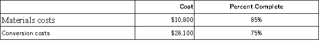 Evans Corporation uses the weighted-average method in its process costing system. This month, the beginning inventory in the first processing department consisted of 900 units. The costs and percentage completion of these units in beginning inventory were:   A total of 8,100 units were started and 6,800 units were transferred to the second processing department during the month. The following costs were incurred in the first processing department during the month:   The ending inventory was 60% complete with respect to materials and 10% complete with respect to conversion costs. Note: Your answers may differ from those offered below due to rounding error. In all cases, select the answer that is the closest to the answer you computed. To reduce rounding error, carry out all computations to at least three decimal places. The cost per equivalent unit for materials for the month in the first processing department is closest to: A) $10.09 B) $11.18 C) $9.85 D) $8.89