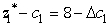(a)If b<sub>1</sub> or b<sub>2</sub> is changed,then .So both b<sub>1</sub> and b<sub>2</sub> are sensitive parameters.If c<sub>1</sub> changes,then the coefficient of x<sub>1</sub> in Eq.(0)of the final tableau becomes ,so the current optimal solution remains optimal as long as \Delta c<sub>1</sub> ≤ 8.Since small changes in c<sub>1</sub> will not affect the optimal solution,it is not a sensitive parameter.If either c<sub>2</sub> or c<sub>3</sub> changes,then the coefficient of x<sub>2</sub> and x<sub>3</sub> in Eq.(0)of the final tableau becomes 0 - and 0 - .Therefore,since x<sub>2</sub> and x<sub>3</sub> are basic variables,any change in or will require using elementary row operations to restore a value of 0 in the corresponding coefficient in the final tableau.However,since the coefficients of the nonbasic variables in Eq.(0)of the final tableau are rather large,a small change in either or will not cause any of these coefficients of the nonbasic variables to become negative,so the current optimal solution would remain optimal.Consequently, and are not sensitive parameters.If a<sub>11</sub> or a<sub>21</sub> changes,it will only affect , ,and .The optimal solution will change only if the new value of is negative.However,since the original value of is such a large positive number (8),rather large changes in a<sub>11</sub> or a<sub>21</sub> would be needed to drive the value of negative.So small changes will not affect the optimal solution.Hence,a<sub>11</sub> and a<sub>21</sub> are not sensitive parameters.Since x<sub>2</sub> and x<sub>3</sub> are basic variables,changes in a<sub>12</sub>,a<sub>13</sub>,a<sub>22</sub>,and a<sub>23</sub> will require elementary row operations to restore proper form from Gaussian elimination.In the process,the entire row 1 and/or row 2,including the right-hand sides,will change.Therefore,the optimal solution will change.So these parameters are sensitive.(b)We have seen in part (a)that changes in c<sub>1</sub> only affect the value of (the coefficient of x<sub>1</sub> in Eq.(0)in the final tableau).If c<sub>1</sub> = 3 changes to = 3 + \Delta c<sub>1</sub>,then = 8 changes to = 8 - \Delta c<sub>1</sub>.The current optimal solution remains optimal as long as = 8 - \Delta <sub></sub> ≥ 0,so \Delta c<sub>1</sub> ≤ 8,so = 3 + \Delta c<sub>1</sub> ≤ 11.Therefore,the allowable range to stay optimal for c<sub>1</sub> is c<sub>1</sub> \le 11.For changes in c<sub>2</sub>,we noted in part (a)that the fact that x<sub>2</sub> is a basic variable requires using elementary row operations to restore proper form from Gaussian elimination.In particular,if c<sub>2</sub> changes by \Delta c<sub>2</sub>,then \Delta c<sub>2</sub>*Row 2 needs to be added to Row 0 to obtain the new Row 0 in proper form.Therefore,the current optimal solution remains optimal (although the objective function value may change)if Row 0 + \Delta c<sub>2</sub> * Row 2 \ge 0.This is equivalent to Since c<sub>2</sub> = 1 + \Delta c<sub>2</sub>, the allowable range to stay optimal for c<sub>2</sub> is c<sub>2</sub> \ge -3/5.For changes in c<sub>3</sub>,since x<sub>3</sub> also is a basic variable,the same reasoning as for changes in c<sub>2</sub> implies that the current optimal solution remains optimal (although the objective function value may change)if Row 0 + \Delta c<sub>3</sub> * Row 1 \ge 0.This is equivalent to Since c<sub>3</sub> = 2 + \Delta c<sub>3</sub>,the allowable range to stay optimal for c<sub>3</sub> is c<sub>3</sub> \ge -2/3. (c)Changes in the right-hand side only affect the final right-hand side b<sup>*</sup>.We require b<sup>*</sup> \ge 0.For b<sub>1</sub>,we need b* + S* or,equivalently, Since b<sub>1</sub> = 20 + \Delta b<sub>1</sub>, the allowable range for b<sub>1</sub> is b<sub>1</sub> \ge -10.For b<sub>2</sub>,we need b* + S* or,equivalently, Since b<sub>2</sub> = 10 + \Delta b<sub>2</sub>, the allowable range for b<sub>2</sub> is b<sub>2</sub> \ge -10.