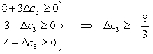 (a)If b<sub>1</sub> or b<sub>2</sub> is changed,then .So both b<sub>1</sub> and b<sub>2</sub> are sensitive parameters.If c<sub>1</sub> changes,then the coefficient of x<sub>1</sub> in Eq.(0)of the final tableau becomes ,so the current optimal solution remains optimal as long as \Delta c<sub>1</sub> ≤ 8.Since small changes in c<sub>1</sub> will not affect the optimal solution,it is not a sensitive parameter.If either c<sub>2</sub> or c<sub>3</sub> changes,then the coefficient of x<sub>2</sub> and x<sub>3</sub> in Eq.(0)of the final tableau becomes 0 - and 0 - .Therefore,since x<sub>2</sub> and x<sub>3</sub> are basic variables,any change in or will require using elementary row operations to restore a value of 0 in the corresponding coefficient in the final tableau.However,since the coefficients of the nonbasic variables in Eq.(0)of the final tableau are rather large,a small change in either or will not cause any of these coefficients of the nonbasic variables to become negative,so the current optimal solution would remain optimal.Consequently, and are not sensitive parameters.If a<sub>11</sub> or a<sub>21</sub> changes,it will only affect , ,and .The optimal solution will change only if the new value of is negative.However,since the original value of is such a large positive number (8),rather large changes in a<sub>11</sub> or a<sub>21</sub> would be needed to drive the value of negative.So small changes will not affect the optimal solution.Hence,a<sub>11</sub> and a<sub>21</sub> are not sensitive parameters.Since x<sub>2</sub> and x<sub>3</sub> are basic variables,changes in a<sub>12</sub>,a<sub>13</sub>,a<sub>22</sub>,and a<sub>23</sub> will require elementary row operations to restore proper form from Gaussian elimination.In the process,the entire row 1 and/or row 2,including the right-hand sides,will change.Therefore,the optimal solution will change.So these parameters are sensitive.(b)We have seen in part (a)that changes in c<sub>1</sub> only affect the value of (the coefficient of x<sub>1</sub> in Eq.(0)in the final tableau).If c<sub>1</sub> = 3 changes to = 3 + \Delta c<sub>1</sub>,then = 8 changes to = 8 - \Delta c<sub>1</sub>.The current optimal solution remains optimal as long as = 8 - \Delta <sub></sub> ≥ 0,so \Delta c<sub>1</sub> ≤ 8,so = 3 + \Delta c<sub>1</sub> ≤ 11.Therefore,the allowable range to stay optimal for c<sub>1</sub> is c<sub>1</sub> \le 11.For changes in c<sub>2</sub>,we noted in part (a)that the fact that x<sub>2</sub> is a basic variable requires using elementary row operations to restore proper form from Gaussian elimination.In particular,if c<sub>2</sub> changes by \Delta c<sub>2</sub>,then \Delta c<sub>2</sub>*Row 2 needs to be added to Row 0 to obtain the new Row 0 in proper form.Therefore,the current optimal solution remains optimal (although the objective function value may change)if Row 0 + \Delta c<sub>2</sub> * Row 2 \ge 0.This is equivalent to Since c<sub>2</sub> = 1 + \Delta c<sub>2</sub>, the allowable range to stay optimal for c<sub>2</sub> is c<sub>2</sub> \ge -3/5.For changes in c<sub>3</sub>,since x<sub>3</sub> also is a basic variable,the same reasoning as for changes in c<sub>2</sub> implies that the current optimal solution remains optimal (although the objective function value may change)if Row 0 + \Delta c<sub>3</sub> * Row 1 \ge 0.This is equivalent to Since c<sub>3</sub> = 2 + \Delta c<sub>3</sub>,the allowable range to stay optimal for c<sub>3</sub> is c<sub>3</sub> \ge -2/3. (c)Changes in the right-hand side only affect the final right-hand side b<sup>*</sup>.We require b<sup>*</sup> \ge 0.For b<sub>1</sub>,we need b* + S* or,equivalently, Since b<sub>1</sub> = 20 + \Delta b<sub>1</sub>, the allowable range for b<sub>1</sub> is b<sub>1</sub> \ge -10.For b<sub>2</sub>,we need b* + S* or,equivalently, Since b<sub>2</sub> = 10 + \Delta b<sub>2</sub>, the allowable range for b<sub>2</sub> is b<sub>2</sub> \ge -10.