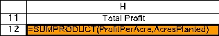 (a)This is a resource-allocation problem.The activities are the planting of the three crops and the limited resources are land,labor,and fertilizer.We will start to build a spreadsheet by entering the data.The data for this problem are the labor required,fertilizer required,and expected profit for each crop (per acre).The data in the spreadsheet would be entered as displayed below,where range names of ProfitPerAcre (C4:E4)and TotalAvailable (H7:H9)are assigned to the corresponding data cells. The decisions to be made in this problem are how many acres of each crop to plant.Therefore,we add three changing cells in C12:E12 with range name AcresPlanted.The values in AcresPlanted (C12:E12)will eventually be determined by the Solver.For now,an arbitrary value of 1 is entered for each crop. The goal is to maximize the family's total profit.Thus,the objective cell should calculate the total profit.In this case,the total profit will be Total Profit = ($500)(acres of oats)+ ($600)(acres of wheat)+ ($950)(acres of corn)or Total Profit = SUMPRODUCT(ProfitPerAcre,AcresPlanted).This formula is entered into cell H12.With 1 acre of each crop planted,the total cost would be ($500)(1)+ ($600)(1)+ ($950)(1)= $2,050. The functional constraints in this problem involve the limited resources of land,labor,and fertilizer.Given the AcresPlanted (the changing cells in C12:E12),we calculate the total resources used in TotalUsed (cells F7:F9).For land,this will be =SUMPRODUCT(C7:E7,AcresPlanted).Using a range name or an absolute reference for the acres planted,this formula can be copied into cells F8:F9 to calculate the amount of labor and fertilizer used.The total resources used must be <= TotalAvailable (H7:H9),as indicated by the <= in G7:G9. The Solver information and solved spreadsheet are shown below. Thus,oats should be planted on 80 acres and wheat on 40 acres,while not planting any corn,with a resulting total profit of $64,000.(b)To build an algebraic model for this problem,start by defining the decision variables.In this case,the three decisions are how many acres of oats,wheat,and corn to plant.These variables are defined below: Let O = Acres of oats planted,W = Acres of wheat planted,C = Acres of corn planted.Next determine the goal of the problem.In this case,the goal is to achieve the highest possible total profit.Each acre of oats yields a profit of $500,each acre of wheat yields a profit of $600,while each acre of corn yields a profit of $950.The objective function is therefore Maximize Total Profit = $500O + $600W + $950C.There are three limited resources in this problem: 120 acres of land,6500 hours of labor,and 200 tons of fertilizer.Each acre of a given crop that is planted uses up one available acre.The data for labor hours used and fertilizer used per acre planted can be used to calculate the total resources used as a function of the decision variables.The total resources used need to be less than or equal to the amount available.These constraints are therefore as follows: Land: O + W + C ≤ 120 acres,Labor: 50O + 60W + 105C ≤ 6500 hours,Fertilizer: 1.5O + 2W + 4C ≤ 200 tons After adding nonnegativity constraints,the complete algebraic formulation is given below: Let O = Acres of Oats planted,W = Acres of Wheat planted,C = Acres of Corn planted.Maximize Total Profit = $500O + $600W + $950C.subject to Land: O + W + C ≤ 120 acres,Labor: 50O + 60W + 105C ≤ 6500 hours,Fertilizer: 1.5O + 2W + 4C ≤ 200 tons and O ≥ 0,W ≥ 0,C ≥ 0.