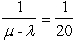 For both alternatives,we have an M/M/1 queueing system.Using one hour as the unit of time,we also have \lambda = 30 in both cases.With candidate X: µ = 50,so W = = 3 minutes,Monthly revenue = = $2000.With candidate Y: µ = 40,so W = = 6 minutes,Monthly revenue = = $1000.Since the difference in monthly revenues is $1000,the upper bound on the difference in their monthly compensations that would justify hiring candidate X rather than candidate Y is $1000.