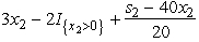 Since the decisions to be made are x<sub>n</sub> = production level of product n,for n = 1,2,3,the stages for a dynamic programming formulation of this problem correspond to the three products.When making the decision for a particular product,the essential information is the amount of production capacity still remaining,so this becomes the current state in this formulation.(a)At stage n,let the state s<sub>n</sub> be measured as the number of 20% blocks of production capacity still available for use on the remaining products,so the possible values of s<sub>n</sub> are 0,1,2,3,4,5,where s<sub>1</sub> = 5,s<sub>2</sub> = 5 - x<sub>1</sub>,and s<sub>3</sub> = s<sub>2</sub> - 2x<sub>2</sub>.Using the c<sub>n</sub> and r<sub>n</sub> values given in the above table,the profit from producing x<sub>n</sub> units of product n is easily calculated as p<sub>n</sub>(x<sub>n</sub>)= r<sub>n</sub>x<sub>n</sub> - c<sub>n</sub>,for n = 1,2,3.Therefore,using the usual dynamic programming notation presented in Sec.11.2 of the textbook,we have , , .Using these expressions for for n = 3,then n = 2,and then n = 1 in turn,the dynamic programming calculations are given below.For n = 3, For n = 2, For n = 1, (b)Now production quantities are treated as continuous variables.Let s<sub>n</sub> be the percentage of the capacity left for the remaining products.(Note that the units of s<sub>n</sub> now are different than in part (a),so the possible values of s<sub>n</sub> now are 0 ≤ s<sub>n</sub> ≤ 100 rather than 0,1,2,3,4,5.)We now have s<sub>1</sub> = 100,s<sub>2</sub> = 100 -20x<sub>1</sub>,and s<sub>3</sub> = s<sub>2</sub> - 40x<sub>2</sub>.For product 3: = s<sub>3 </sub>/20,with = s<sub>3 </sub>/20.For product 2: ,where .This is linear in x<sub>2</sub> except for the term.Therefore,we only need to examine the endpoints of the range for x<sub>2.</sub> If x<sub>2 </sub>= 0,we get = s<sub>2</sub> /20.If x<sub>2 </sub>= s<sub>2</sub> /40,we get .Equating these two quantities,the breakpoint is s<sub>2 </sub>=80.So, and .For product 1: ,where .Again,this is linear in x<sub>1</sub> except for the term.Therefore,we only need to examine the endpoints of the range for x<sub>1.</sub> If x<sub>1 </sub>= 0,we get = 5.5.If x<sub>1 </sub>= 3,we get = 6 - 3 + (40)= 5.So, <sub> </sub>= 0 and (100)= 5.5.With = 0,the state at stage 2 becomes s<sub>2</sub> = 100,which leads to = 2.5 and s<sub>3</sub> = 0,so = 0.Therefore,the optimal solution is to produce 2.5 units of product 2,but none of products 1 and 3,with a profit of 5.5.This is better than with the integer restriction in part (a),as we would expect.