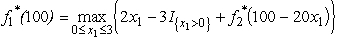 Since the decisions to be made are x<sub>n</sub> = production level of product n,for n = 1,2,3,the stages for a dynamic programming formulation of this problem correspond to the three products.When making the decision for a particular product,the essential information is the amount of production capacity still remaining,so this becomes the current state in this formulation.(a)At stage n,let the state s<sub>n</sub> be measured as the number of 20% blocks of production capacity still available for use on the remaining products,so the possible values of s<sub>n</sub> are 0,1,2,3,4,5,where s<sub>1</sub> = 5,s<sub>2</sub> = 5 - x<sub>1</sub>,and s<sub>3</sub> = s<sub>2</sub> - 2x<sub>2</sub>.Using the c<sub>n</sub> and r<sub>n</sub> values given in the above table,the profit from producing x<sub>n</sub> units of product n is easily calculated as p<sub>n</sub>(x<sub>n</sub>)= r<sub>n</sub>x<sub>n</sub> - c<sub>n</sub>,for n = 1,2,3.Therefore,using the usual dynamic programming notation presented in Sec.11.2 of the textbook,we have , , .Using these expressions for for n = 3,then n = 2,and then n = 1 in turn,the dynamic programming calculations are given below.For n = 3, For n = 2, For n = 1, (b)Now production quantities are treated as continuous variables.Let s<sub>n</sub> be the percentage of the capacity left for the remaining products.(Note that the units of s<sub>n</sub> now are different than in part (a),so the possible values of s<sub>n</sub> now are 0 ≤ s<sub>n</sub> ≤ 100 rather than 0,1,2,3,4,5.)We now have s<sub>1</sub> = 100,s<sub>2</sub> = 100 -20x<sub>1</sub>,and s<sub>3</sub> = s<sub>2</sub> - 40x<sub>2</sub>.For product 3: = s<sub>3 </sub>/20,with = s<sub>3 </sub>/20.For product 2: ,where .This is linear in x<sub>2</sub> except for the term.Therefore,we only need to examine the endpoints of the range for x<sub>2.</sub> If x<sub>2 </sub>= 0,we get = s<sub>2</sub> /20.If x<sub>2 </sub>= s<sub>2</sub> /40,we get .Equating these two quantities,the breakpoint is s<sub>2 </sub>=80.So, and .For product 1: ,where .Again,this is linear in x<sub>1</sub> except for the term.Therefore,we only need to examine the endpoints of the range for x<sub>1.</sub> If x<sub>1 </sub>= 0,we get = 5.5.If x<sub>1 </sub>= 3,we get = 6 - 3 + (40)= 5.So, <sub> </sub>= 0 and (100)= 5.5.With = 0,the state at stage 2 becomes s<sub>2</sub> = 100,which leads to = 2.5 and s<sub>3</sub> = 0,so = 0.Therefore,the optimal solution is to produce 2.5 units of product 2,but none of products 1 and 3,with a profit of 5.5.This is better than with the integer restriction in part (a),as we would expect.