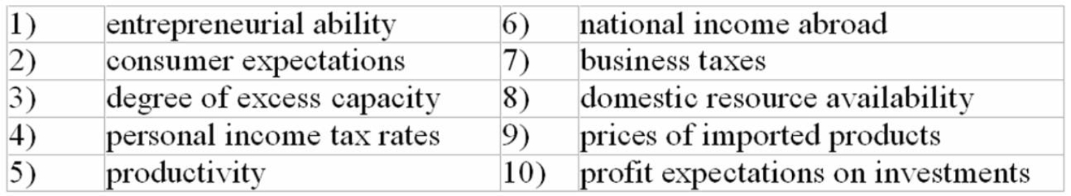 The following list of items are related to aggregate demand and/or aggregate supply.    -Refer to the above list.A change in which factor is most likely to change both aggregate demand and aggregate supply? A)  3 B)  5 C)  7 D)  9