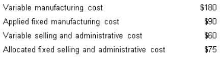 The Houston Company manufactures office equipment.They are ready to introduce a new line of desktop copiers.The following data concerns the copiers: If the company uses cost-plus pricing based on absorption cost,what price must the company charge when the mark-up percentage is 120 per cent?   A)  $459 B)  $420 C)  $759 D)  $594