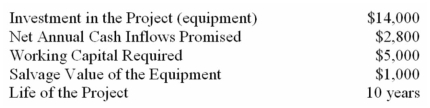 (Appendix 13A) The following data pertain to an investment proposal:   The working capital would be released for use elsewhere when the project is completed.What is the net present value of the project,using a discount rate of 8%? (Ignore income taxes in this problem. ) (Do not round your intermediate calculations and round the final answer to the nearest whole dollar. )  A)  ($251) . B)  $251. C)  $2,567. D)  $5,251. 