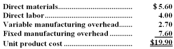 A customer has requested that Inga Corporation fill a special order for 2,000 units of product K81 for $25.00 a unit.While the product would be modified slightly for the special order,product K81's normal unit product cost is $19.90:   Direct labor is a variable cost.The special order would have no effect on the company's total fixed manufacturing overhead costs.The customer would like modifications made to product K81 that would increase the variable costs by $1.20 per unit and that would require an investment of $10,000 in special molds that would have no salvage value. This special order would have no effect on the company's other sales.The company has ample spare capacity for producing the special order.If the special order is accepted,the company's overall net operating income would increase (decrease) by: A) $13,000 B) $(9,700)  C) $10,200 D) $(2,200) 