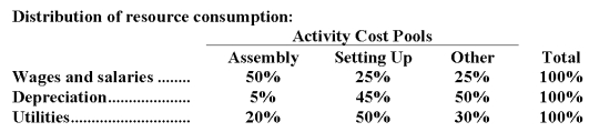 McKenrick Corporation uses an activity-based costing system with three activity cost pools.The company has provided the  following data concerning its costs and its activity based costing system:     How much cost,in total,would be allocated in the first-stage allocation to the Setting Up activity cost pool? A) $229,000 B) $155,000 C) $310,000 D) $248,000