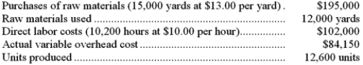 Thompson Company uses a standard cost system for its single product. The following data are available: Actual experience for the current year:   Standards per unit of product:   Required: Compute the following variances for raw materials, direct labor, and variable overhead, assuming that the price variance for materials is recognized at point of purchase: a. Direct materials price variance. b. Direct materials quantity variance. c. Direct labor rate variance. d. Direct labor efficiency variance. e. Variable overhead rate variance. f. Variable overhead efficiency variance.