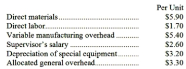 Part N29 is used by Farman Corporation to make one of its products. A total of 11,000 units of this part are produced and used every year. The company's Accounting Department reports the following costs of producing the part at this level of activity:   An outside supplier has offered to make the part and sell it to the company for $21.20 each. If this offer is accepted, the supervisor's salary and all of the variable costs, including the direct labor, can be avoided. The special equipment used to make the part was purchased many years ago and has no salvage value or other use. The allocated general overhead represents fixed costs of the entire company, none of which would be avoided if the part were purchased instead of produced internally. In addition, the space used to make part N29 could be used to make more of one of the company's other products, generating an additional segment margin of $29,000 per year for that product. What would be the impact on the company's overall net operating income of buying part N29 from the outside supplier? A) Net operating income would decline by $38,900 per year. B) Net operating income would increase by $29,000 per year. C) Net operating income would decline by $32,600 per year. D) Net operating income would increase by $19,100 per year.