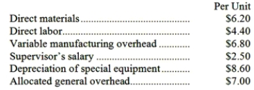Fillip Corporation makes 4,000 units of part U13 each year. This part is used in one of the company's products. The company's Accounting Department reports the following costs of producing the part at this level of activity:   An outside supplier has offered to make and sell the part to the company for $21.60 each. If this offer is accepted, the supervisor's salary and all of the variable costs, including direct labor, can be avoided. The special equipment used to make the part was purchased many years ago and has no salvage value or other use. The allocated general overhead represents fixed costs of the entire company. If the outside supplier's offer were accepted, only $3,000 of these allocated general overhead costs would be avoided. In addition, the space used to produce part U13 would be used to make more of one of the company's other products, generating an additional segment margin of $13,000 per year for that product. What would be the impact on the company's overall net operating income of buying part U13 from the outside supplier? A) Net operating income would increase by $13,000 per year. B) Net operating income would decline by $42,600 per year. C) Net operating income would decline by $68,600 per year. D) Net operating income would increase by $9,200 per year.