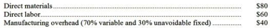 <strong>Ellis Television makes and sells portable televisions. Each television regularly sells for $210. The following cost data per television is based on a full capacity of 10,000 televisions produced each period. A special order has been received by Ellis for a sale of 2,000 televisions to an overseas customer. The only selling costs that would be incurred on this order would be $6 per television for shipping. Ellis is now selling 6,000 televisions through regular channels each period. What should be the minimum selling price per television in negotiating a price for this special order?</strong> A)$174 B)$168 C)$210 D)$180