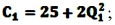 Suppose you are a monopolist operating two plants at different locations. Both plants produce the same product; Q<sub>1</sub> is the quantity produced at plant 1, and Q<sub>2</sub> is the quantity produced at plant 2. You face the following inverse demand function: P = 500 - 2Q, where Q = Q<sub>1</sub> + Q<sub>2</sub>. The cost functions for the two plants are     a. What are your marginal revenue and marginal cost functions? b. To maximize profits, how much should you produce at plant 1? At plant 2? c. What is the price that maximizes profits? d. What are the maximum profits?