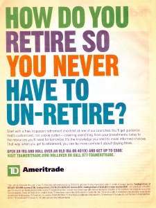 <strong> Ameritrade Ad Ameritrade ad shown above is targeted at which generational cohort?</strong> A) echo-boomers B) Generation Xers C) Generation Yers D) baby boomers E) baby busters