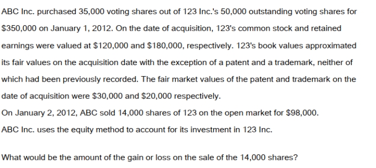   A)  A loss of $42,000. B)  A loss of $4,000. C)  A gain of $4,000. D)  A gain of $54,000.