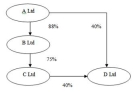 The following diagram represents the ownership of issued share capital of the companies in a group. What is the total outside equity interest in D Ltd?   A)  20 per cent B)  33.6 per cent C)  60 per cent D)  24.8 per cent E)  None of the given answers. 